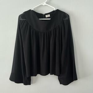 Aritzia Wilfred Sheer Sleeved Top Size Small Black